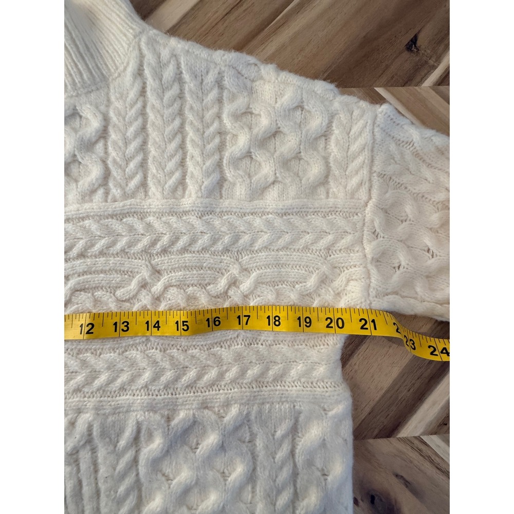 VTG Y2K Fisherman Chunky Cable Knit Turtleneck Sweater S Abercrombie Fitch Ivory - Picture 5 of 6